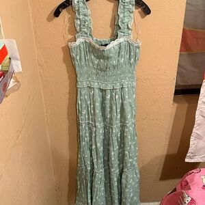 Trixxi Light Green Ruffled Maxi Dress